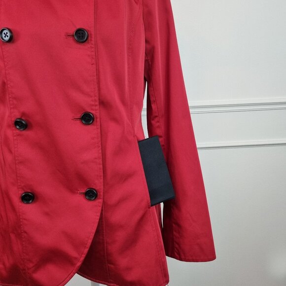 Soia & Kyo Red Short Hooded Trench Coat - Double Breasted - Size M - Picture 13 of 16
